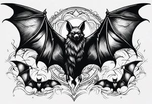 7 bats going through lightning tattoo idea