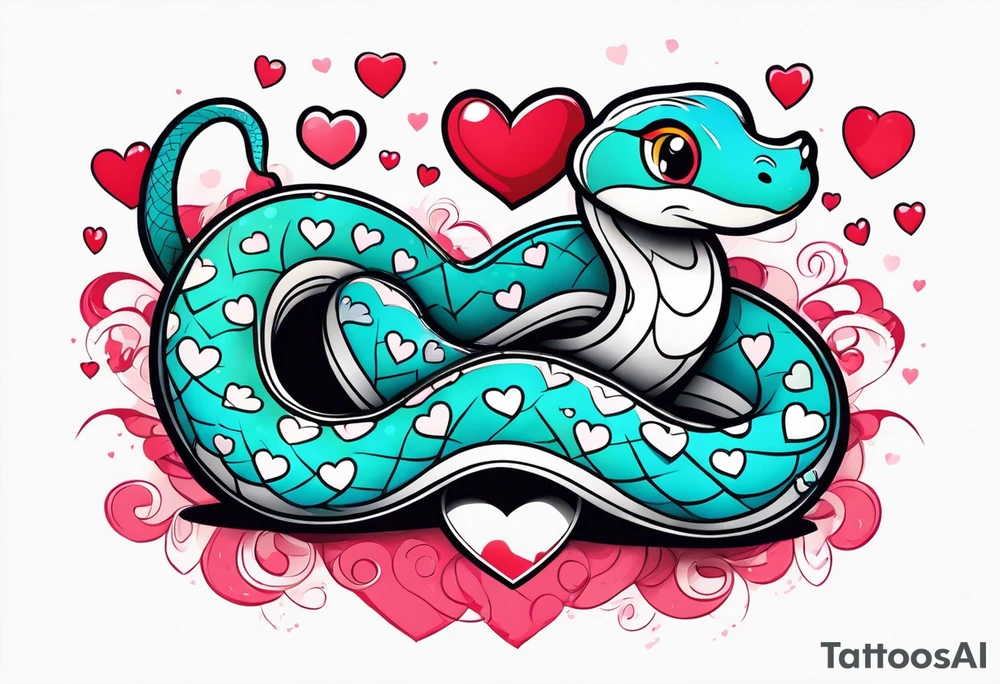 A cute snake with hearts. tattoo idea