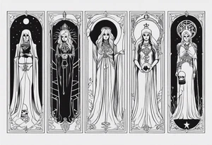 High priestess as a skeleton tarot card tattoo idea