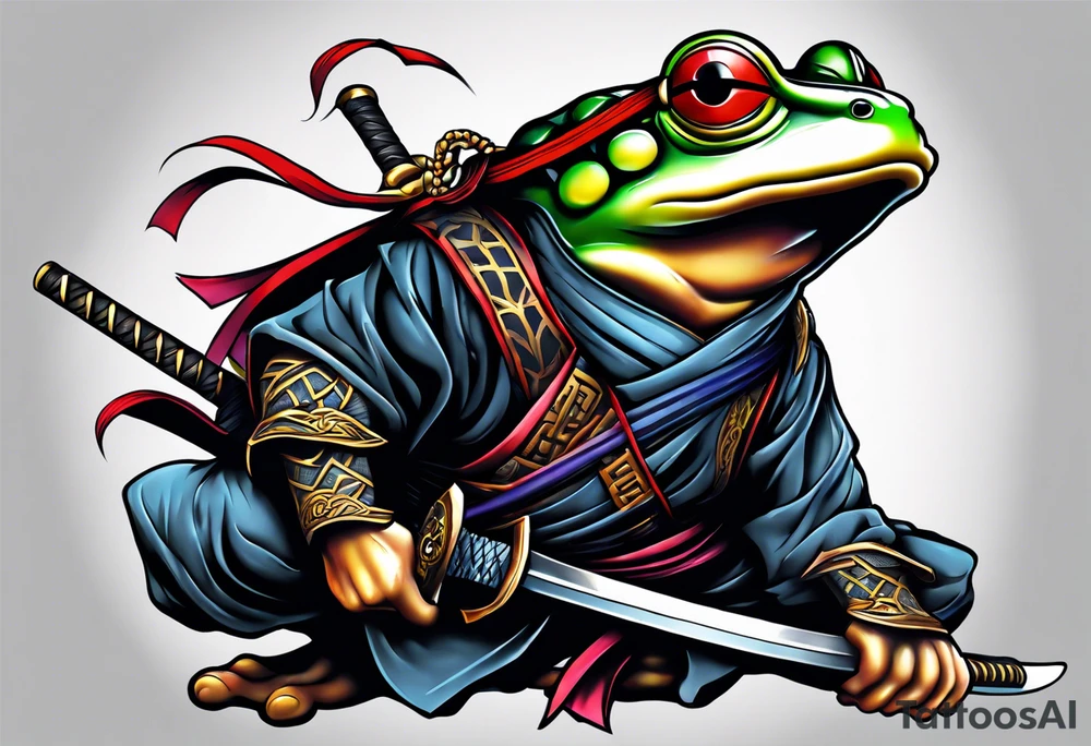 Ninja samurai frog tattoo idea