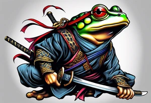 Ninja samurai frog tattoo idea