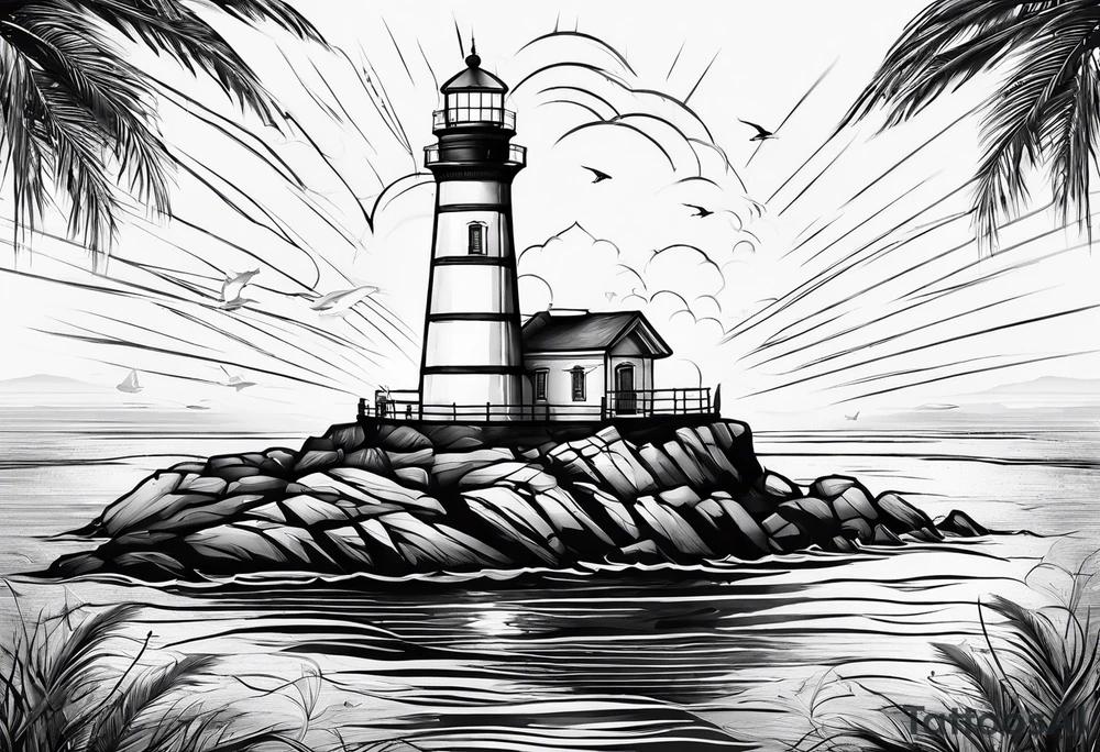 maritime lighthouse partially hidden by its 2 large fixed sails. tattoo idea maritime lighthouse partially hidden by its 2 large fixed sails. tattoo idea