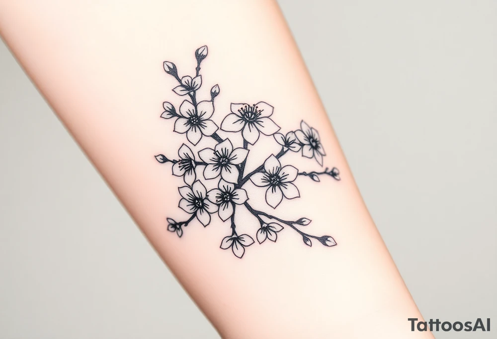 dagger cherry blossoms tattoo idea