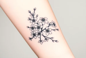 dagger cherry blossoms tattoo idea