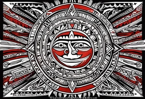 Taino tribal sun with the colors of the Puerto Rico, U.S. Virgin Islands, and Trinidad flags. tattoo idea