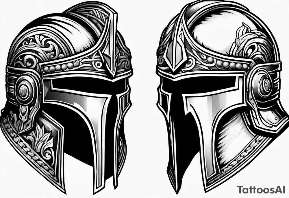 roman vs spartan helmets tattoo idea