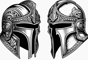 roman vs spartan helmets tattoo idea