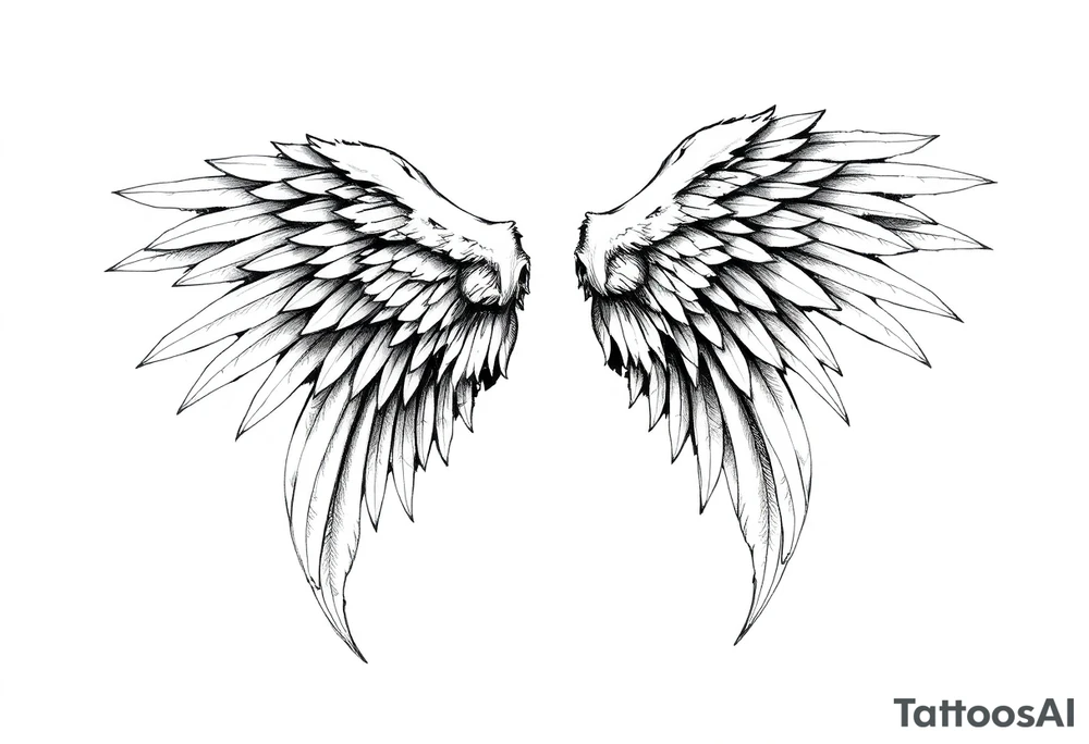 Realistic angelwings on a back tattoo idea