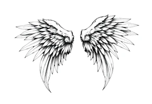 Realistic angelwings on a back tattoo idea