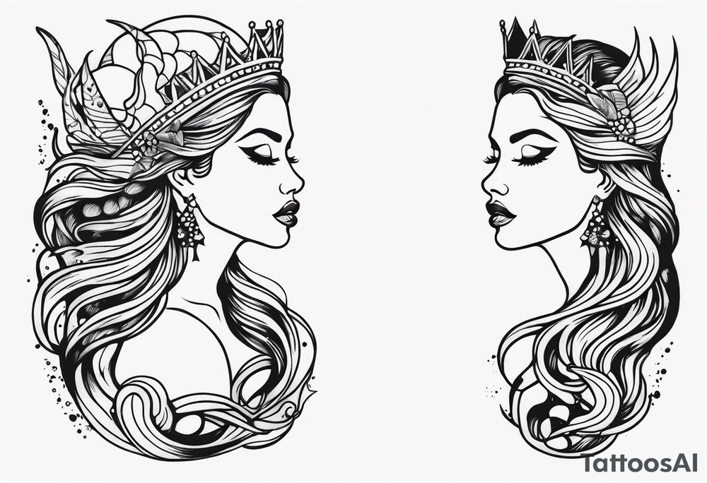 Queen mermaid  forearm tattoo idea