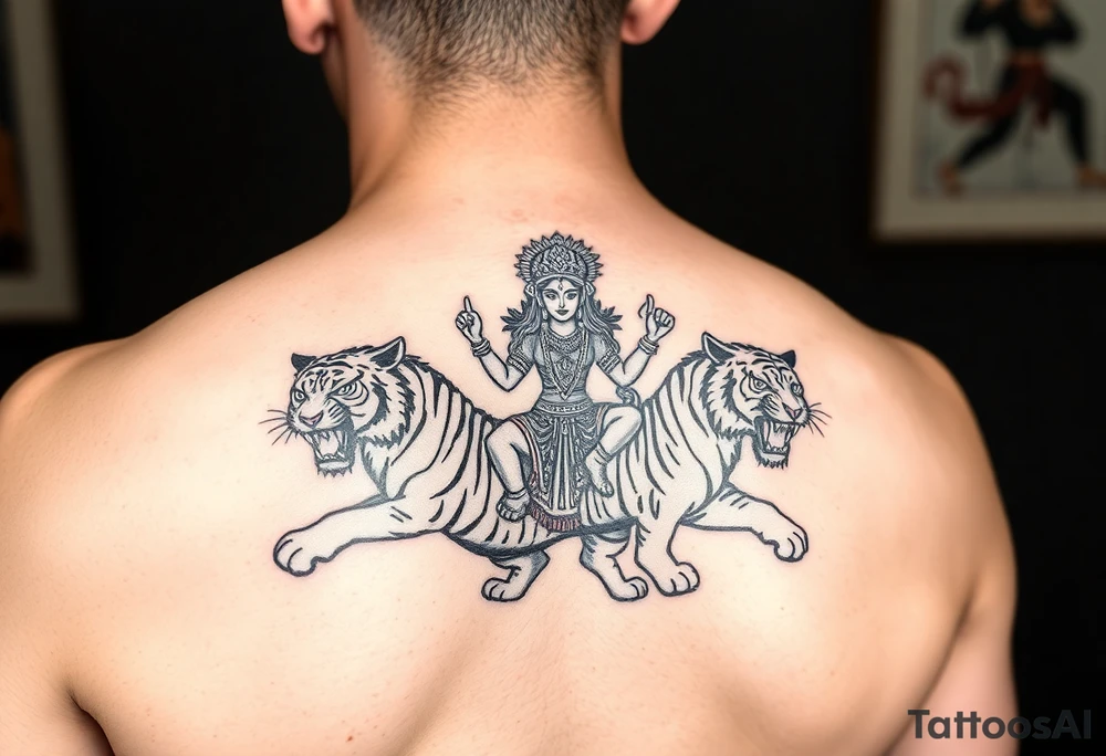 Durga on tigers tattoo idea