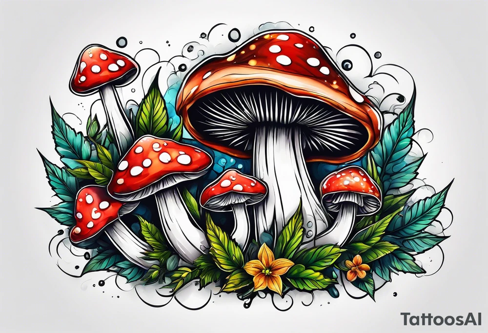 shroom and marijuana tattoo tattoo idea