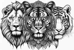 Lion tiger elephant tattoo idea