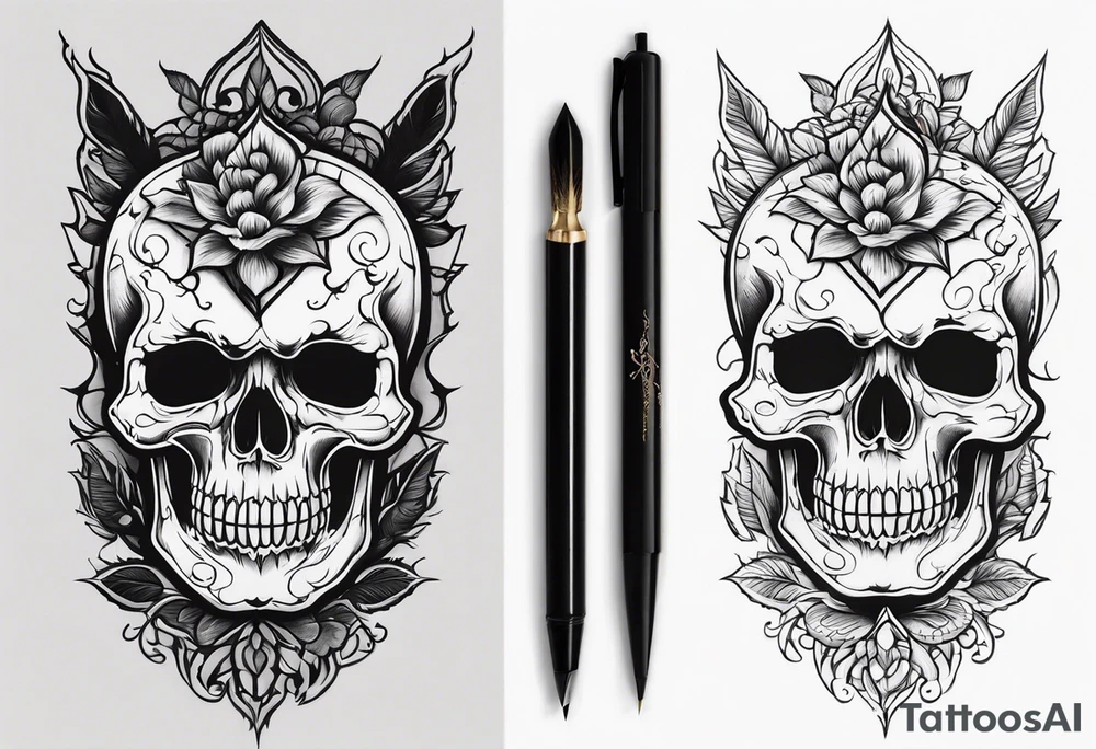 Skulls and dagger tattoo idea