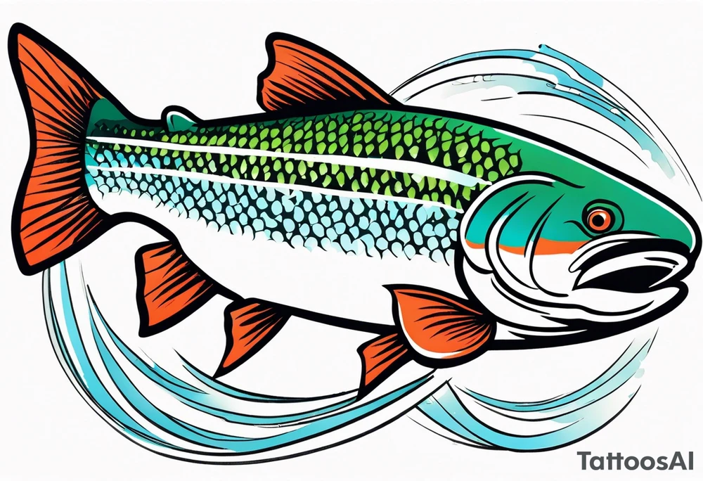 "A small tattoo featuring a lovestruck trout as the main theme, drawn with fine lines." tattoo idea