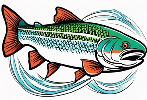 "A small tattoo featuring a lovestruck trout as the main theme, drawn with fine lines." tattoo idea