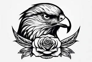 Hawk with rose in beak tattoo idea