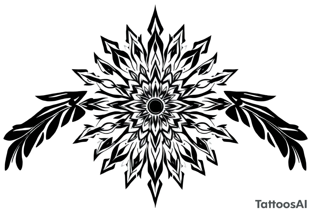 big spiritual feather indian mandala shaman tattoo idea