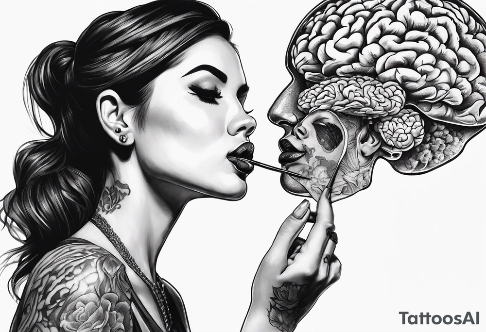 Woman eating her own brain tattoo idea