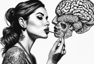 Woman eating her own brain tattoo idea