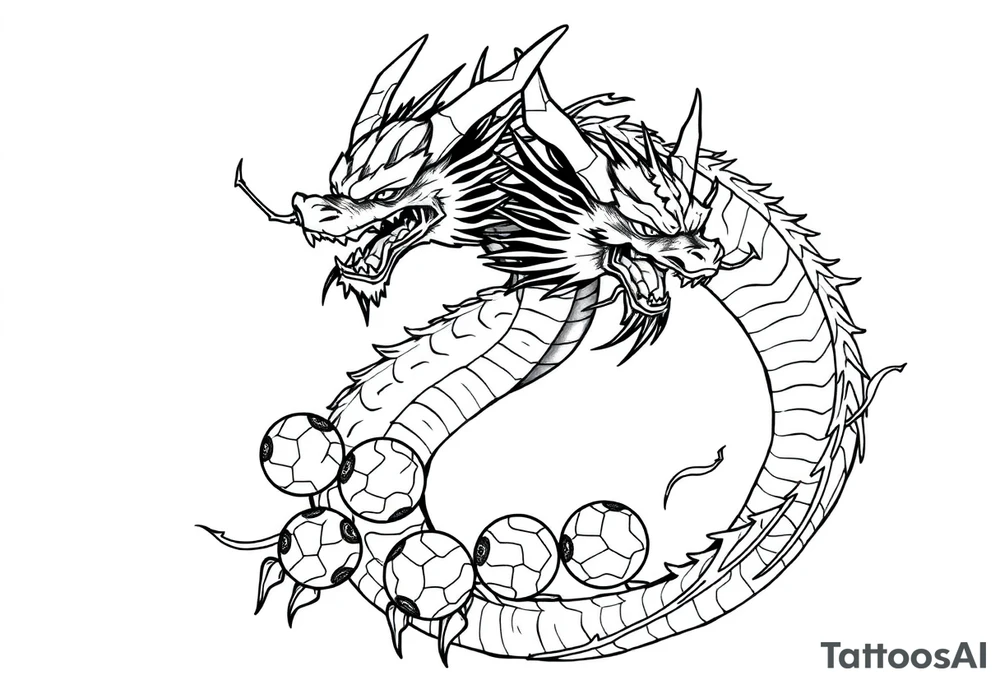 Shenron dragon with 7 dragon balls tattoo idea