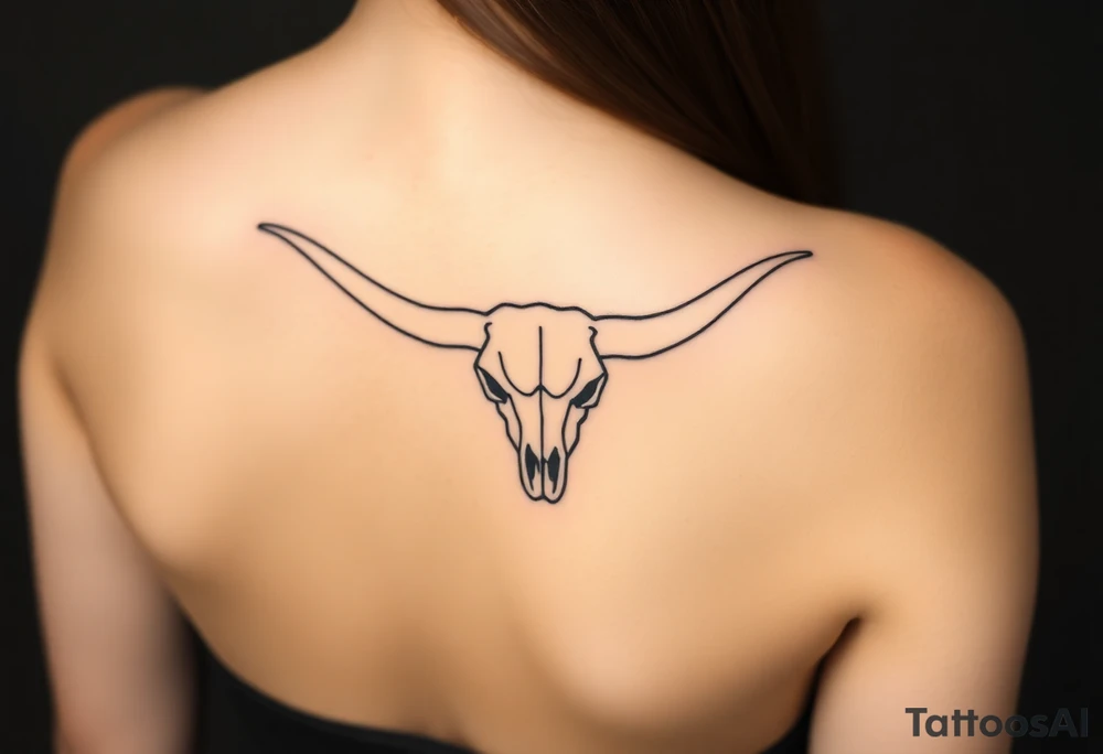 Longhorn skull with Texas flag French shoulder tattoo idea