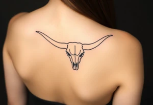 Longhorn skull with Texas flag French shoulder tattoo idea