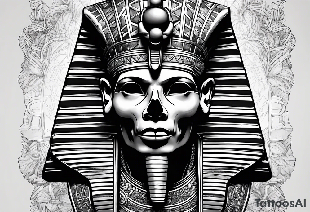 pharaoh skull realistic tattoo idea