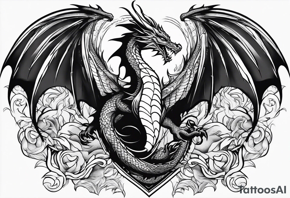 Dragon protecting a heart tattoo idea