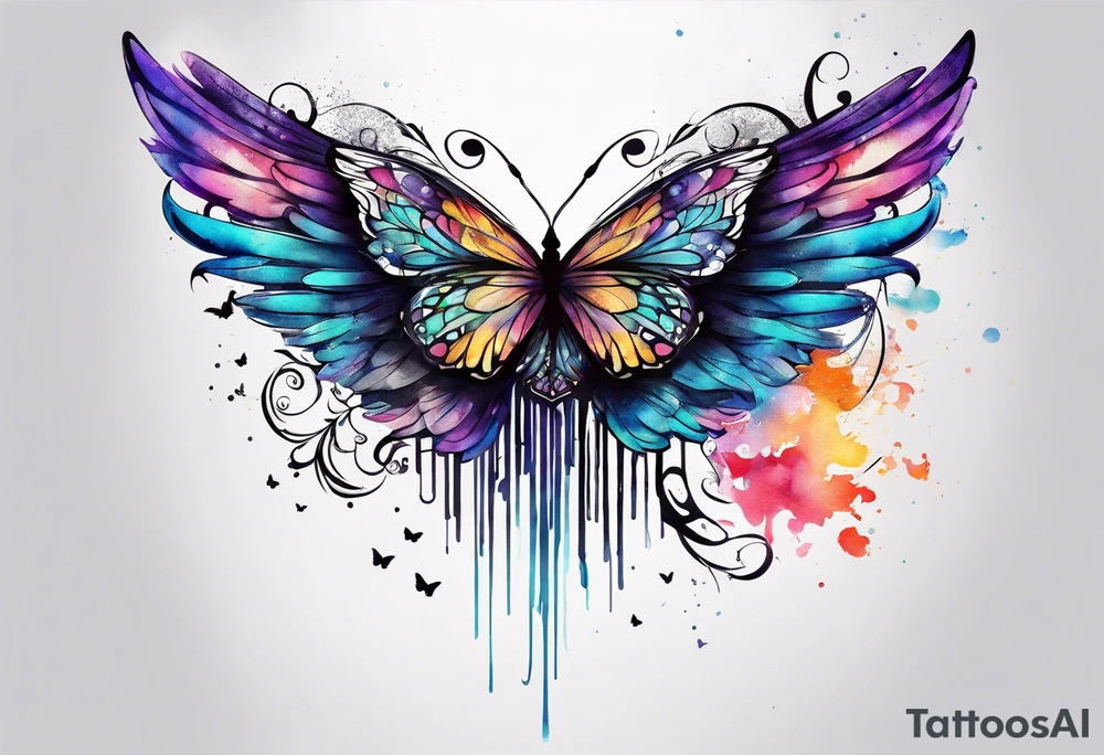 Angel wings and butterfly with your wings were ready but my heart was not tattoo idea