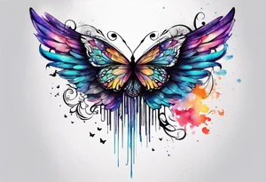 Angel wings and butterfly with your wings were ready but my heart was not tattoo idea