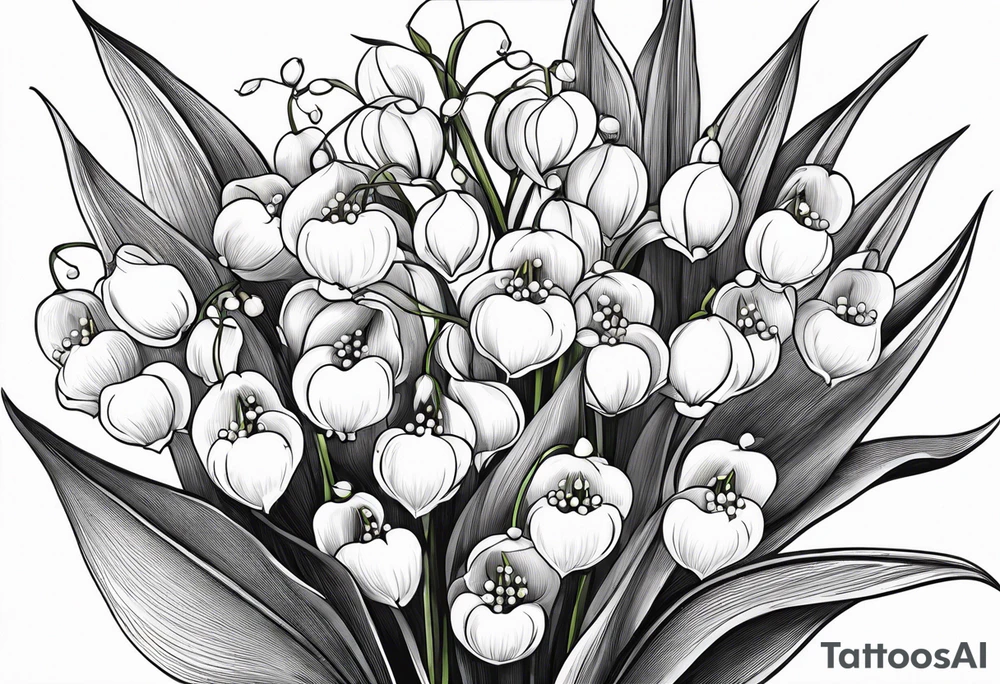 Lily of the valley Flower bouquet. Fine lines tattoo idea