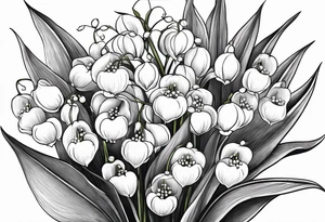 Lily of the valley Flower bouquet. Fine lines tattoo idea