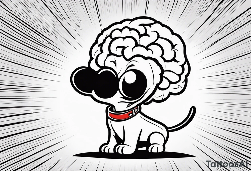 Small brain on a leash like a dog tattoo idea