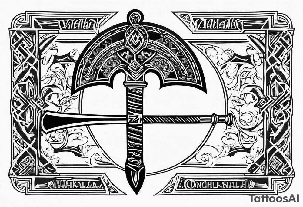 Valhalla sword viking hatchet tattoo idea