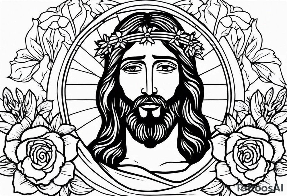 jesus
old school vintage simple traditional design with vintage flowers surrounding
bold color simple tattoo idea