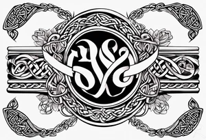 Cheers Mate text, armband +Celtic +Cancer Ribbon +tribal +artistic tattoo idea