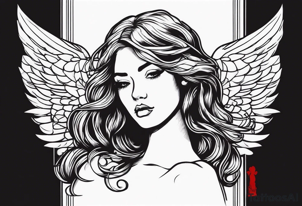 red hair angel girl tattoo idea