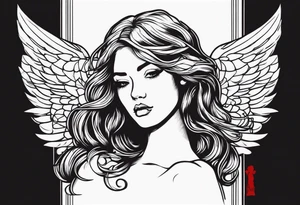 red hair angel girl tattoo idea