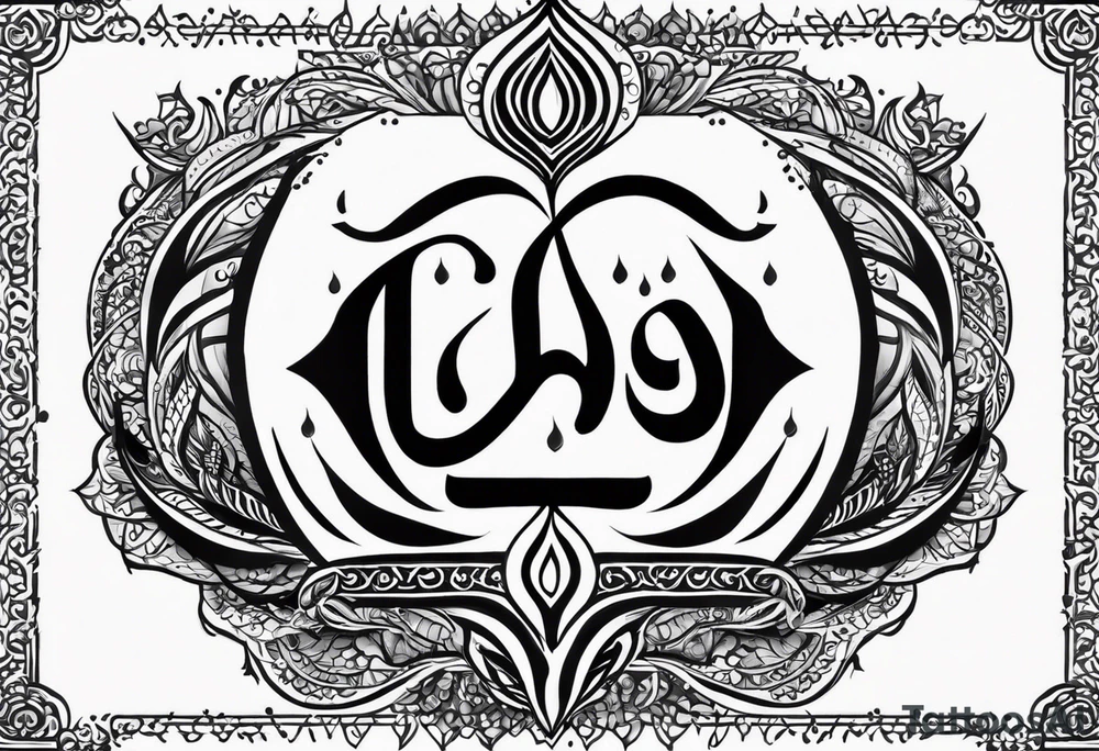 Tattoo ਨਿਰਭਉ ਨਿਰਵੈਰ written in Gurmukhi written text. Add fire and heart to symbolize strength and love tattoo idea