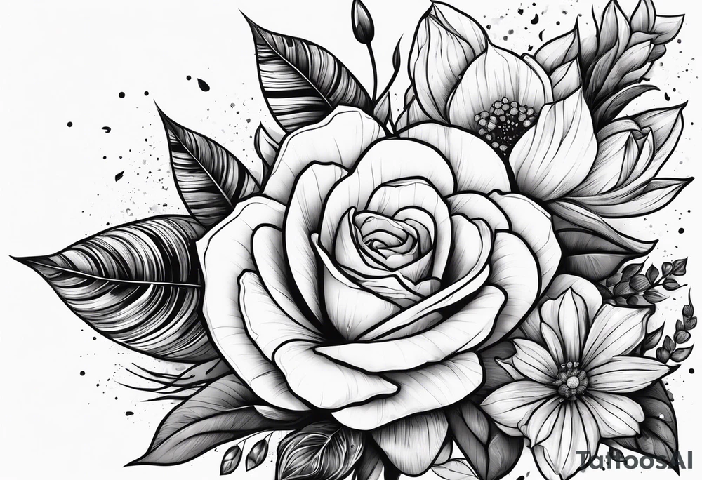 No rain no flowers wording tattoo idea