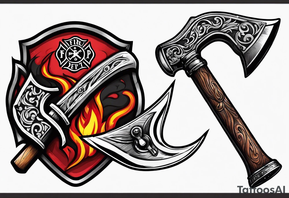 fire department halligan bar and axe, set of irons tattoo idea