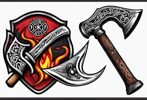 fire department halligan bar and axe, set of irons tattoo idea