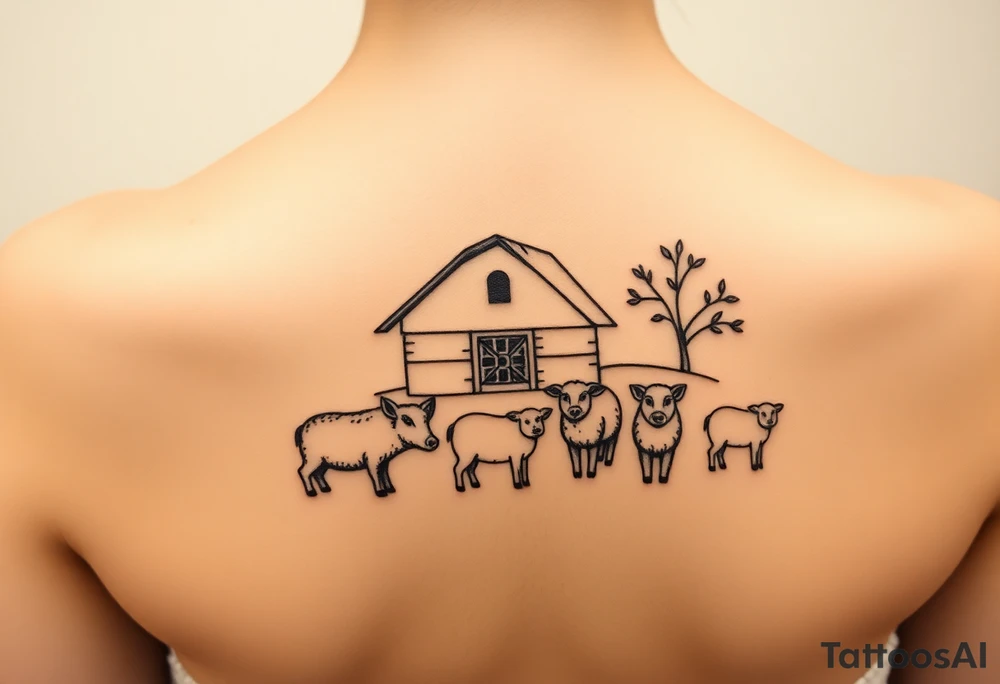 nursery rhyme big bad wolf
Farm and three little pigs and sheep tattoo idea