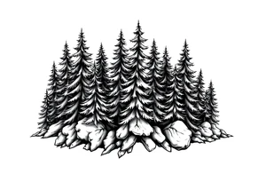 Coniferous forest tattoo sleeve black and gray tattoo idea