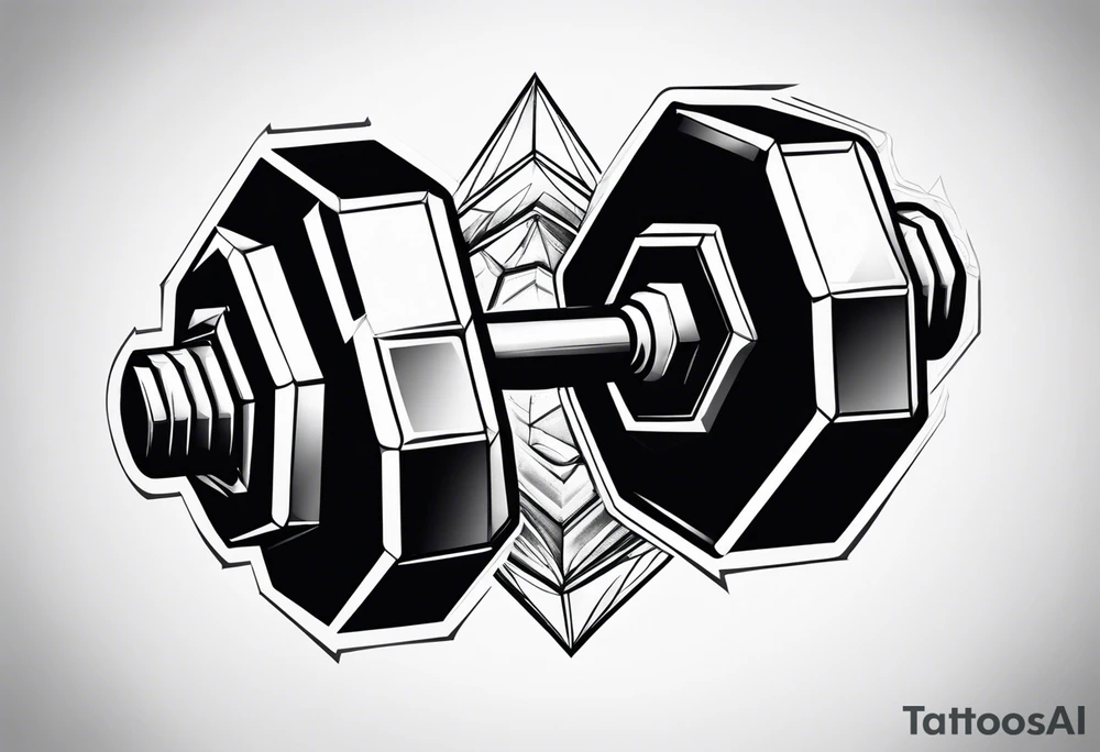 hexagonal dumbbell tattoo idea