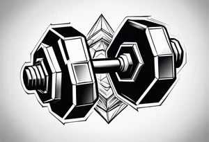 hexagonal dumbbell tattoo idea