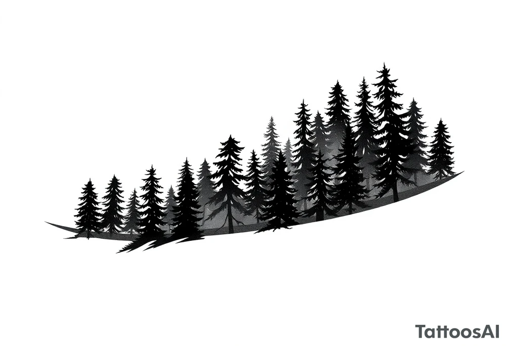 Coniferouse forest silhouette around the forearm a tattoo tattoo idea