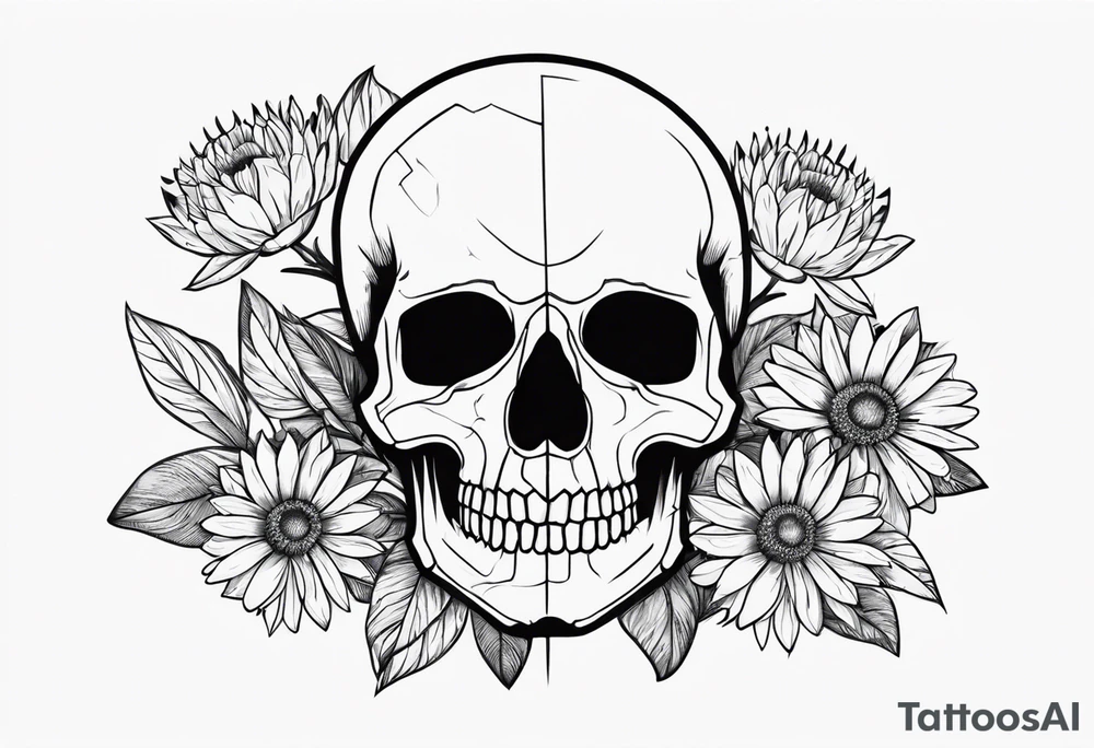 skull and aster tattoo idea