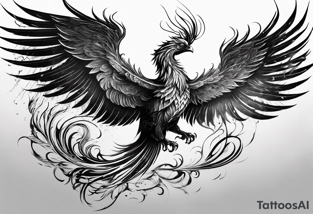 A Phoenix that's transforming from the ashes as it's being stung by a scorpion tattoo idea